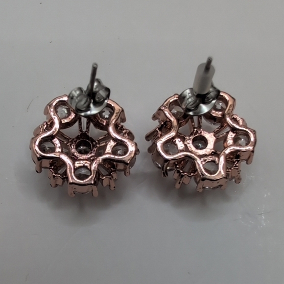 Elegant Rose Gold and Silver Earrings Set - Picture 3 of 4